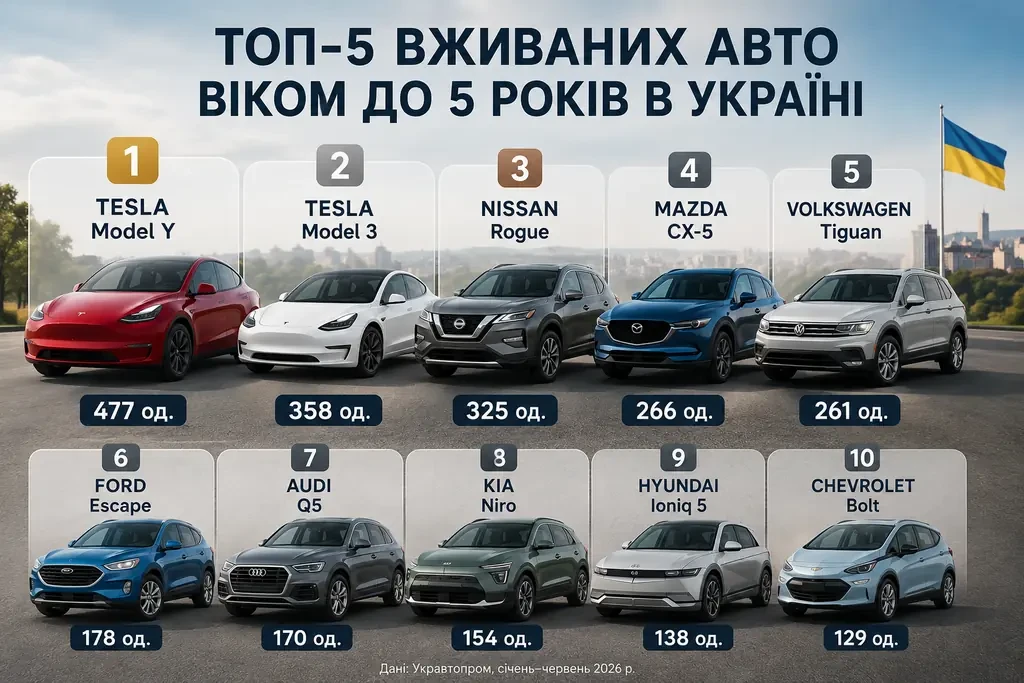 ТОП-10 самых популярных импортированных б/у авто в возрасте до 5 лет