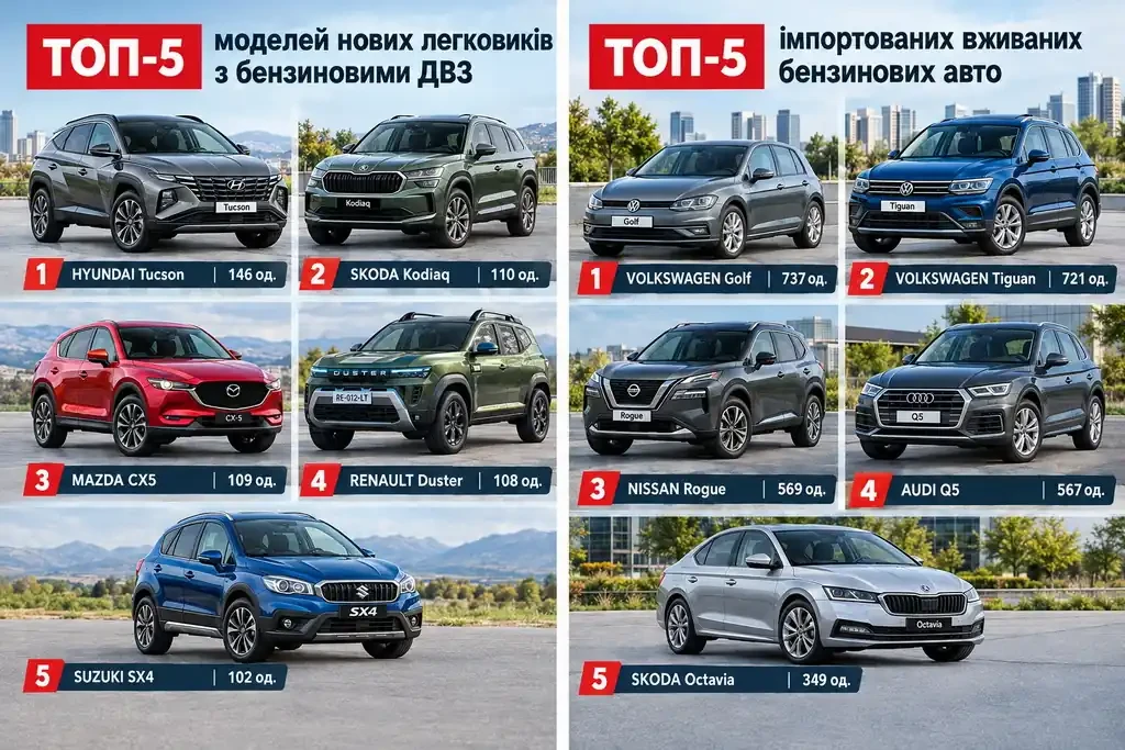 Лучшие бензиновые автомобили: что покупали украинцы в сентябре 2026 года